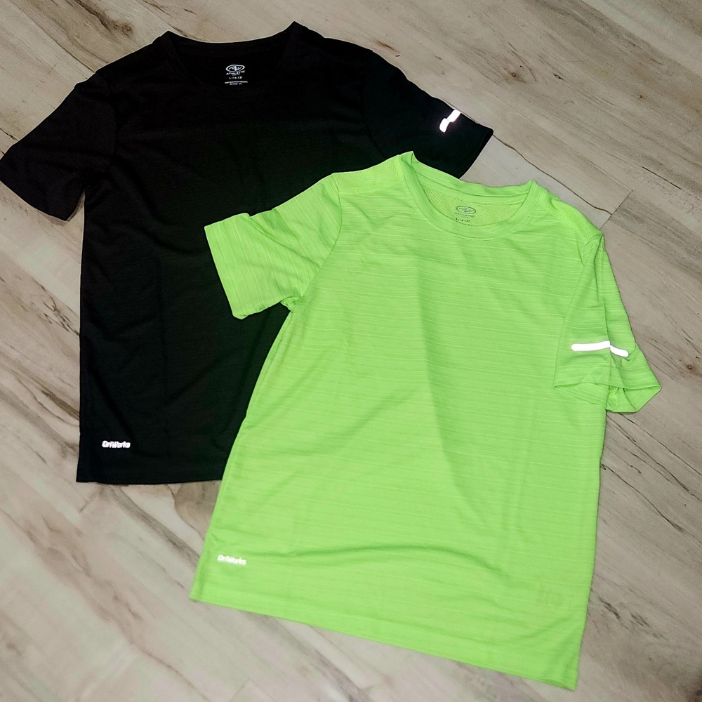 Athletic Works Boys DriWorks Active T-Shirt 2-Pack Black Lime Green Size L 10-12